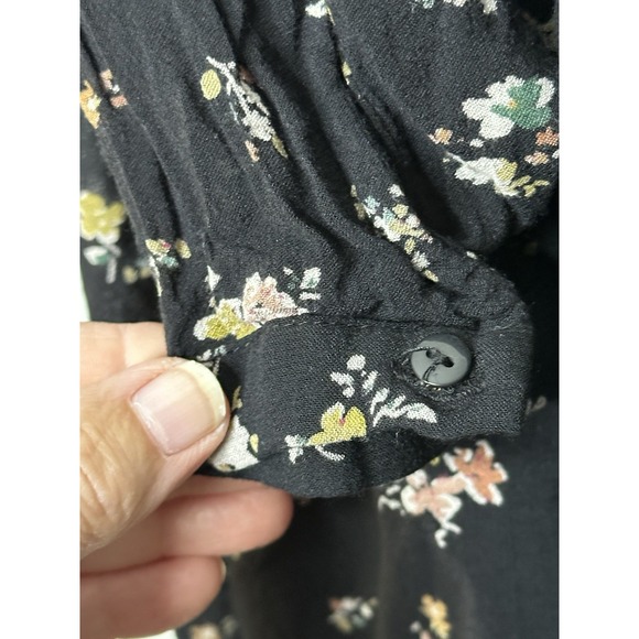 Zara Dark Floral Midi Dress Medium Black Ruffle Whimsigoth Fairy Dark Romantic - Picture 6 of 10